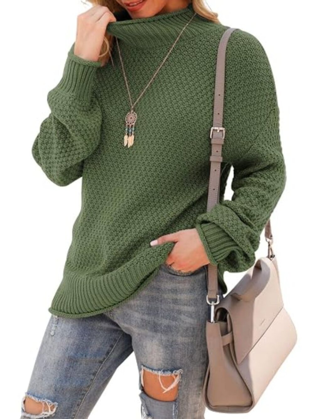 Women's Long Sleeve Turtleneck Oversized Sweater